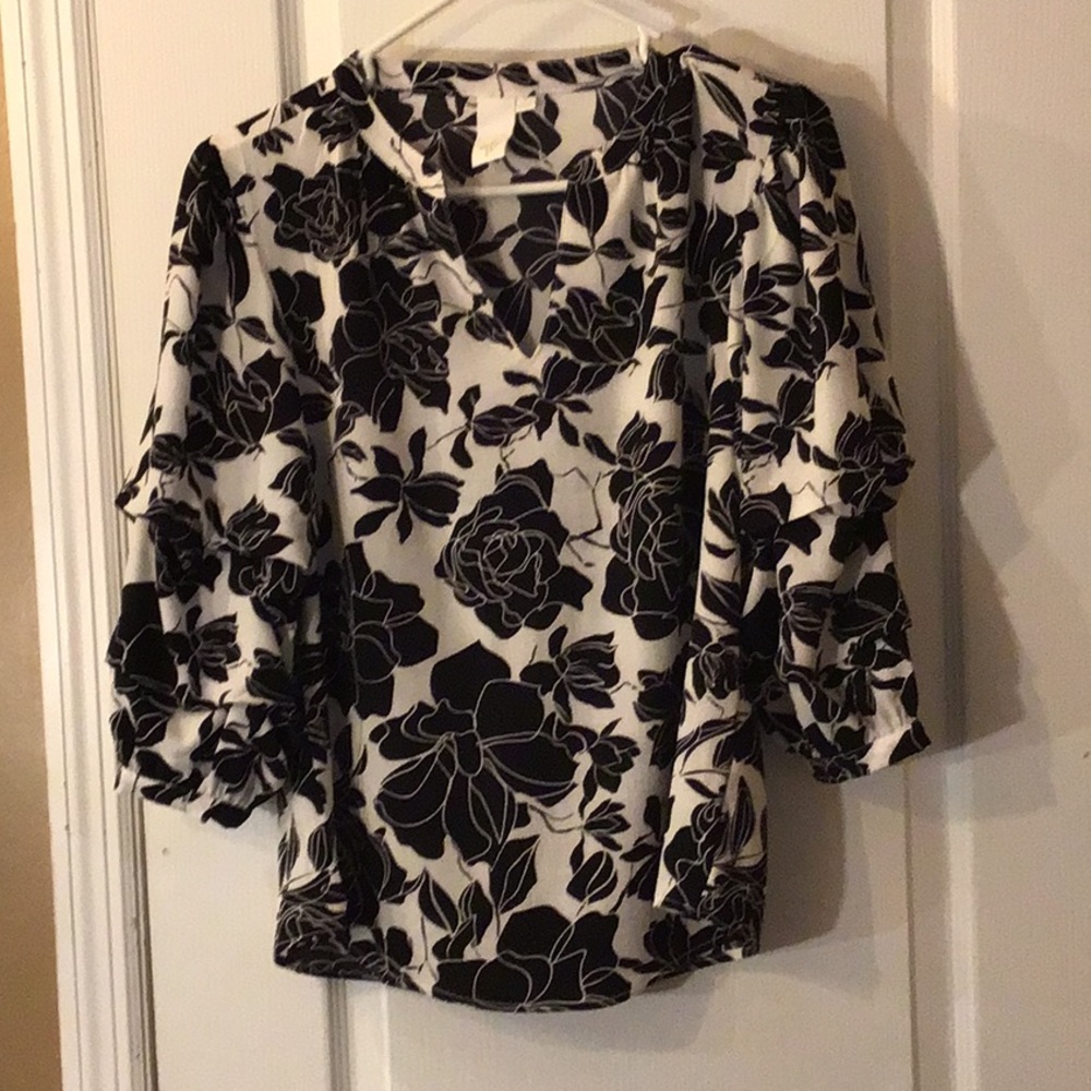 Small Ady P Black and White Floral Print Bouse